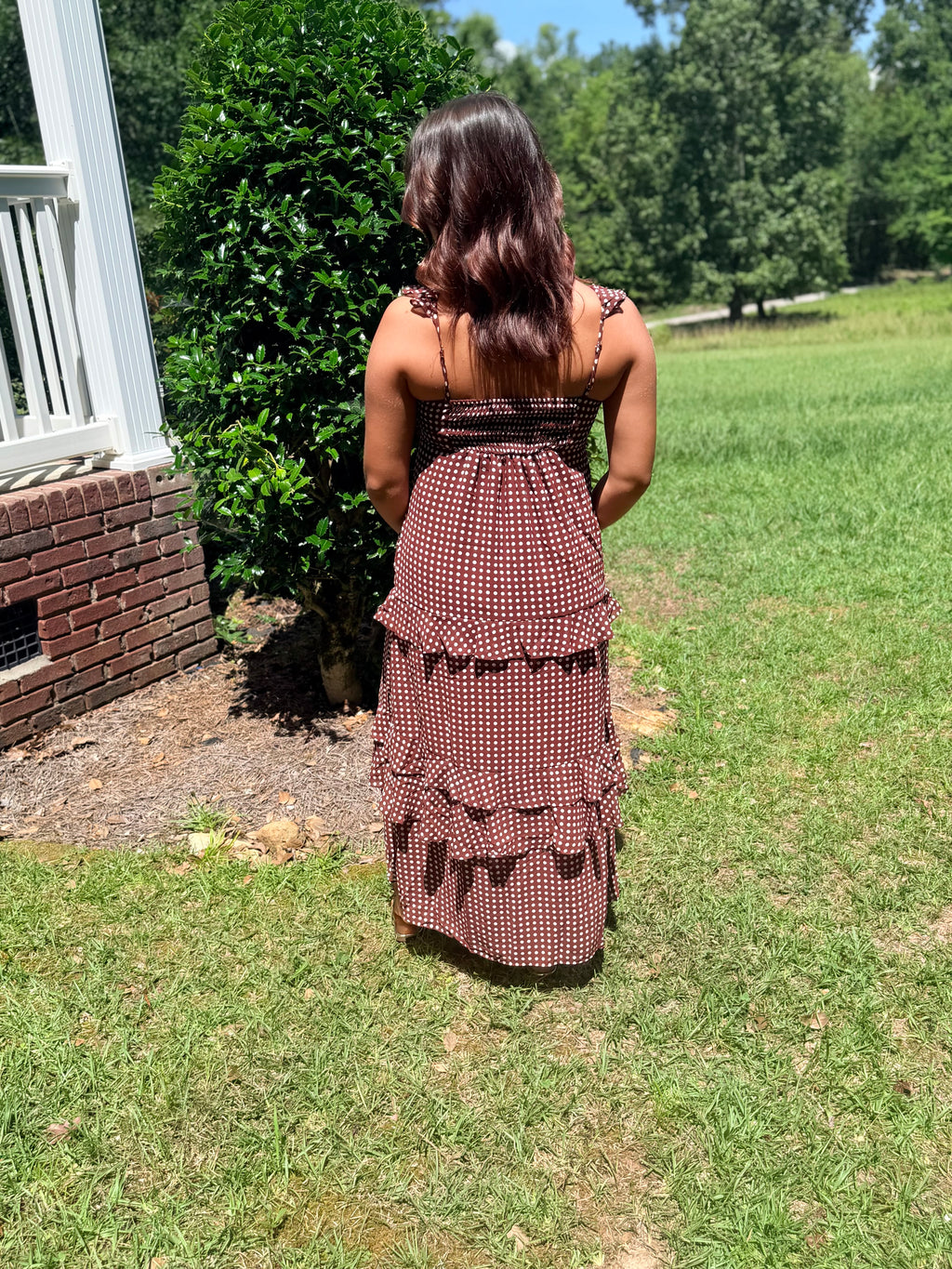 Polka Dot Ruffle Maxi Dress