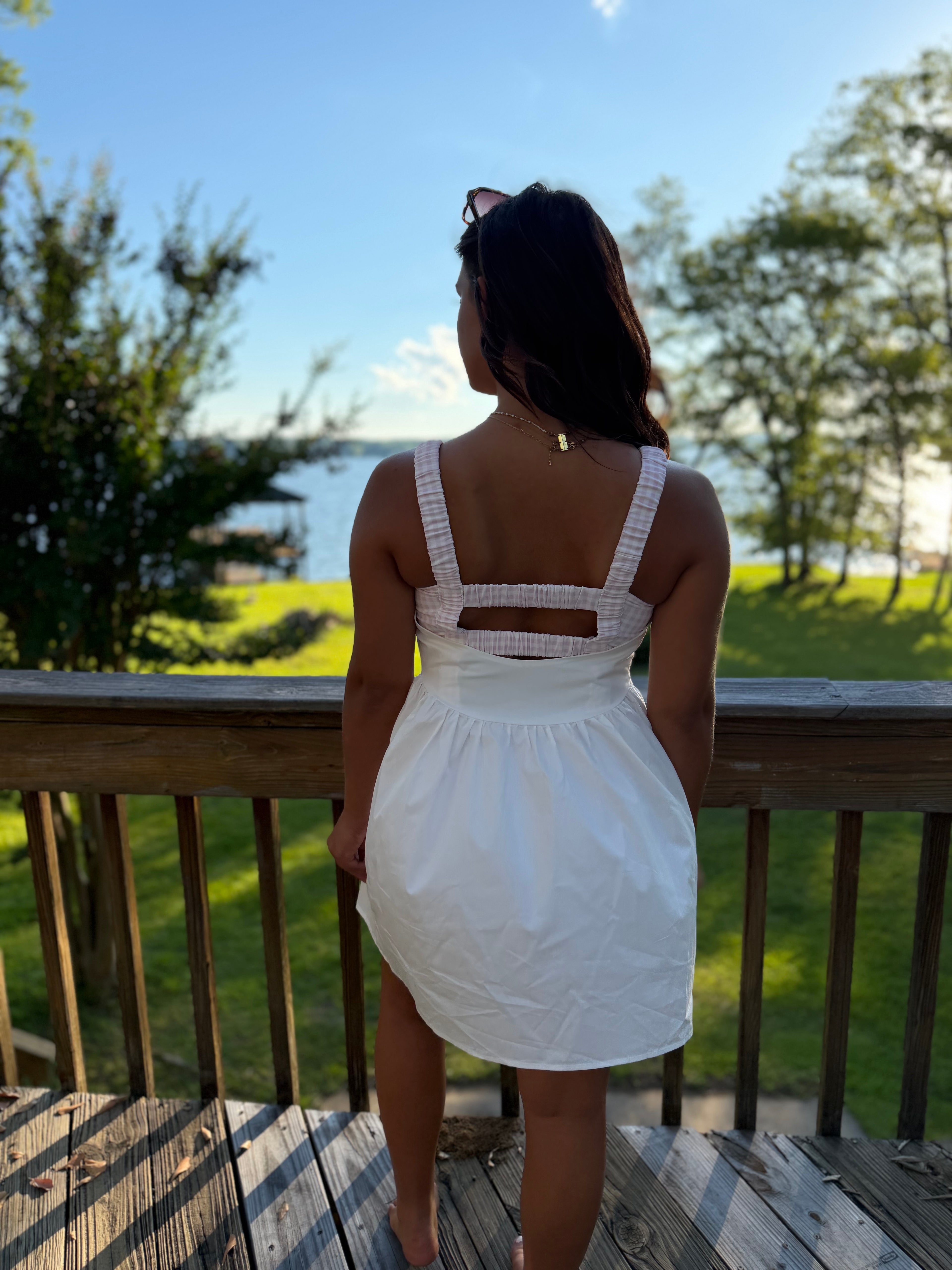 Pink Gingham Layered Romper